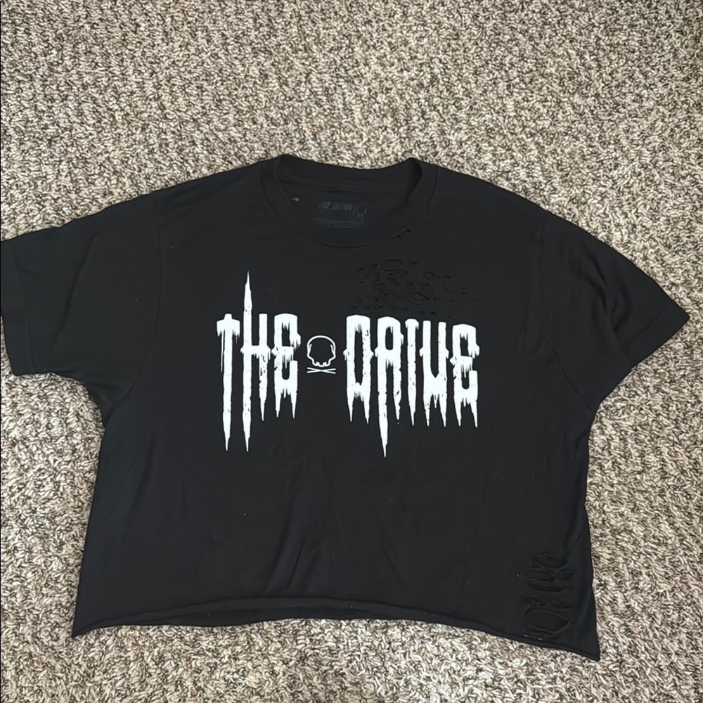 Black Graphic Tee with White Print